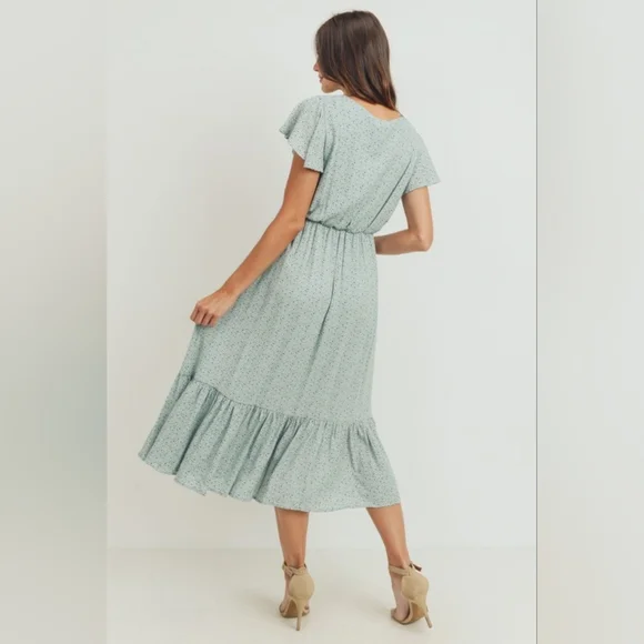 Pinkblush Green Floral Midi Dress - Picture 3 of 8